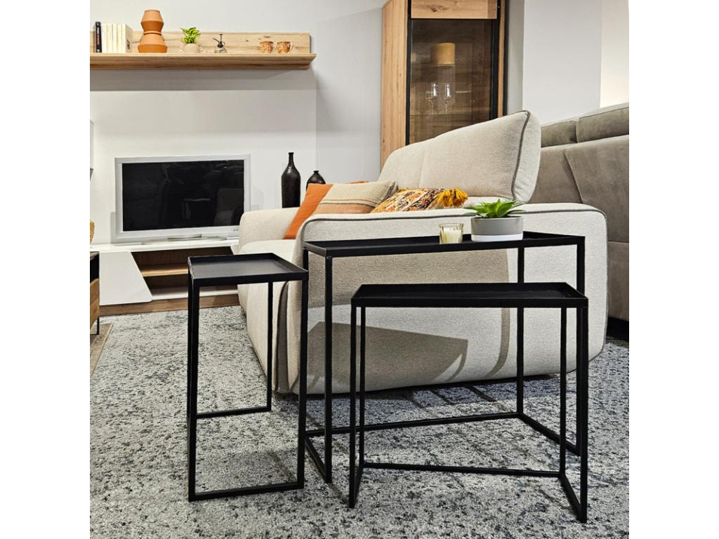 Set of 3 nesting side tables/consoles in black metal - Ventoriq 3478 WLRD28209