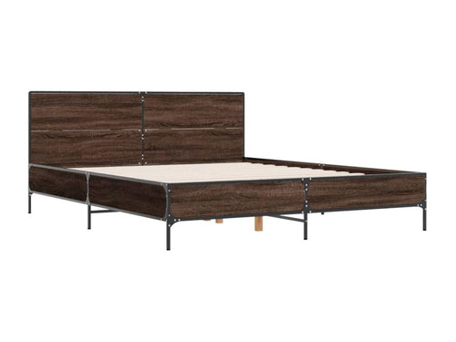Brown oak bed frame 120x200 cm engineered wood and metal SOVR95554