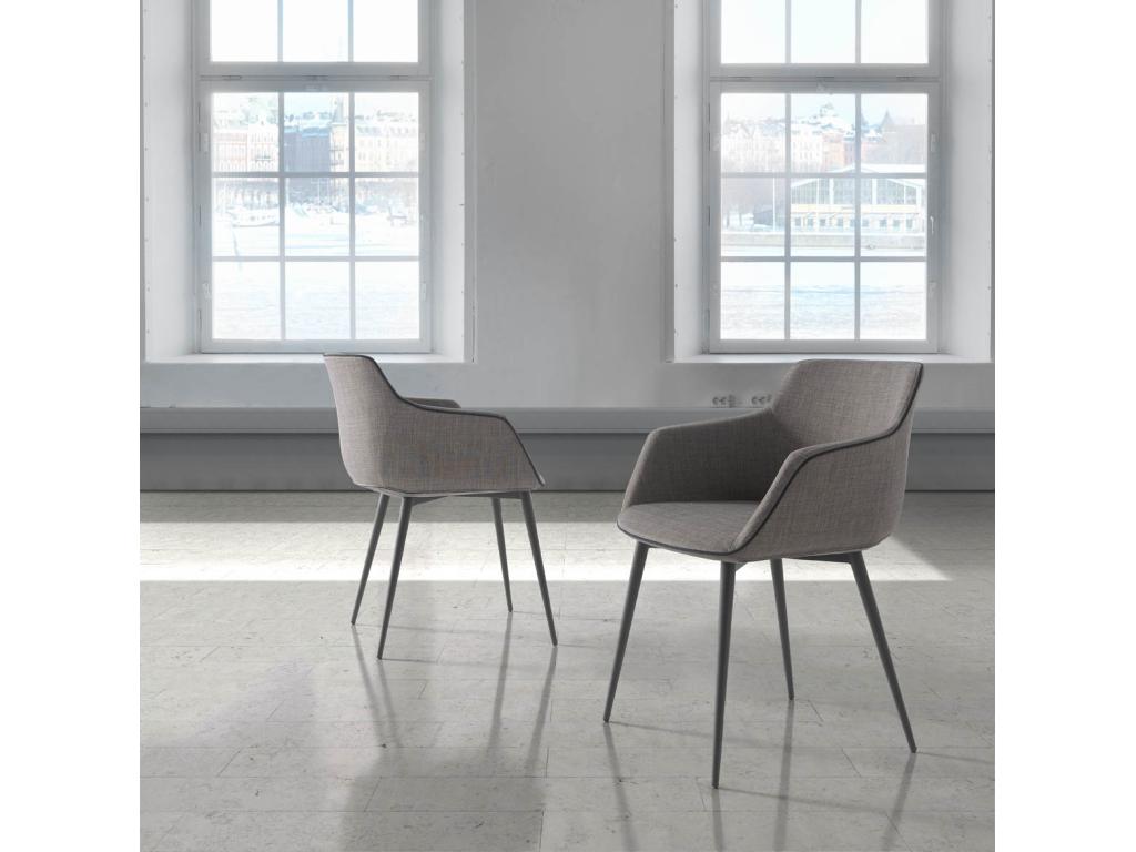 Ventoriq fabric chair with steel legs - Set of 2 - Color Ventoriq 45 UQXF47394