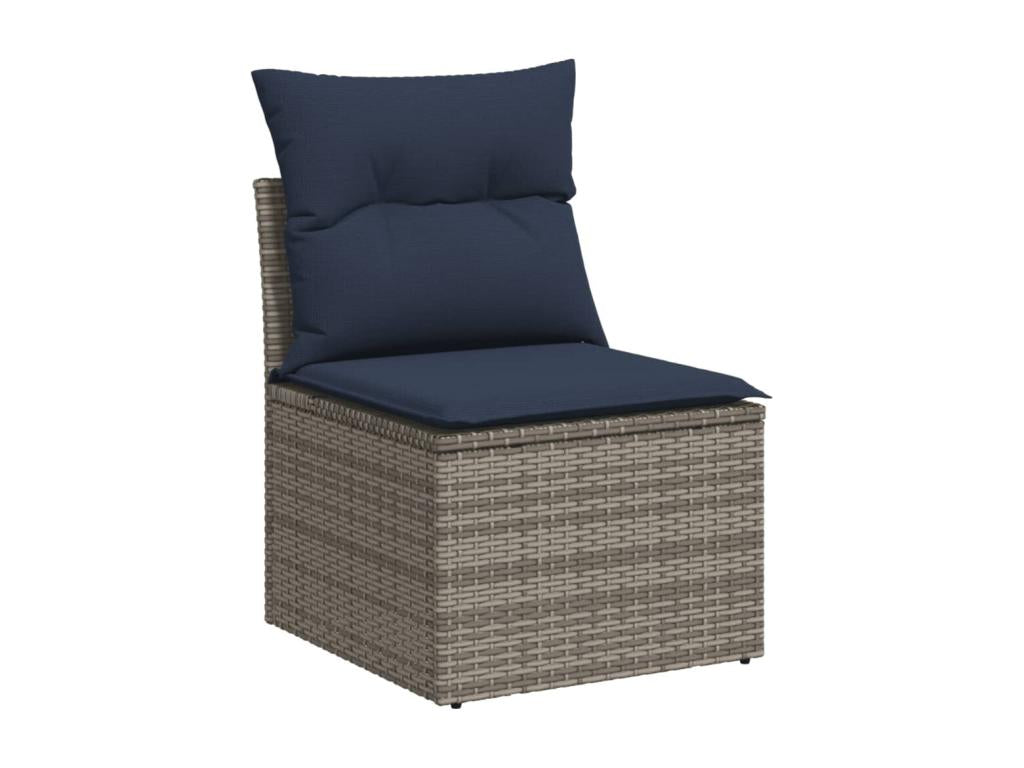 Salon de jardin avec coussins 13 pièces gris résine tressée EKZV63466