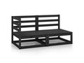 Canapés de jardin 2 pcs Noir Bois de pin massif EIVK09845