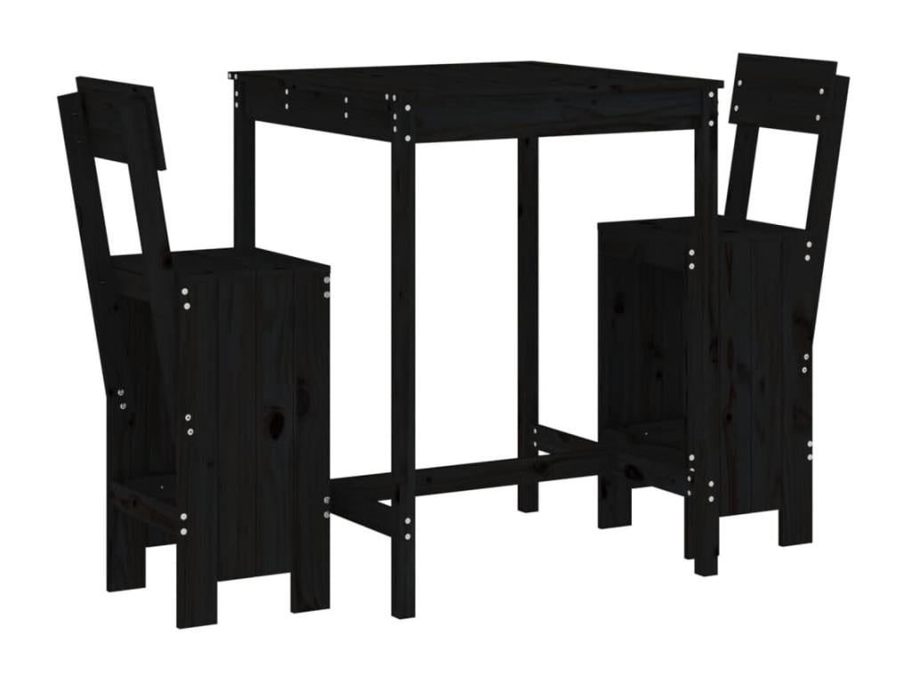 3-piece black solid pine wood garden bar set EPYQ78395