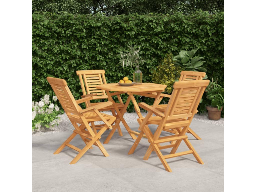 5-Piece Garden Dining Set Solid Teak Wood AQHO88315