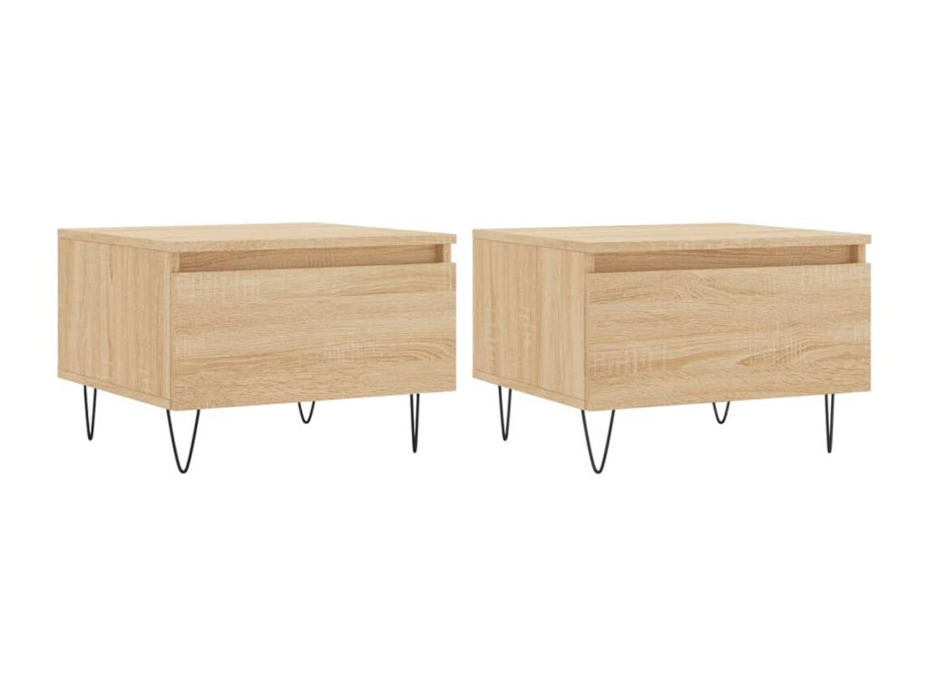Lumenao 2-piece oak coffee tables, 50x46x35 cm, engineered wood, DWWF41254