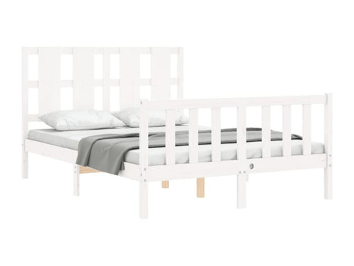 Bed frame with white headboard 140x200 solid wood GTWG02487