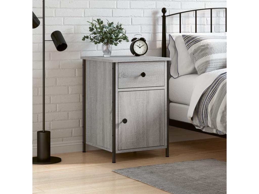 Table de chevet Ventoriq gris 40x42x60 cm bois d'ingénierie EUTF22175