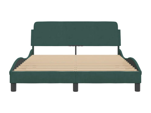 Bed frame with headboard, dark green, 140x190 cm, velvet, HKOQ40969