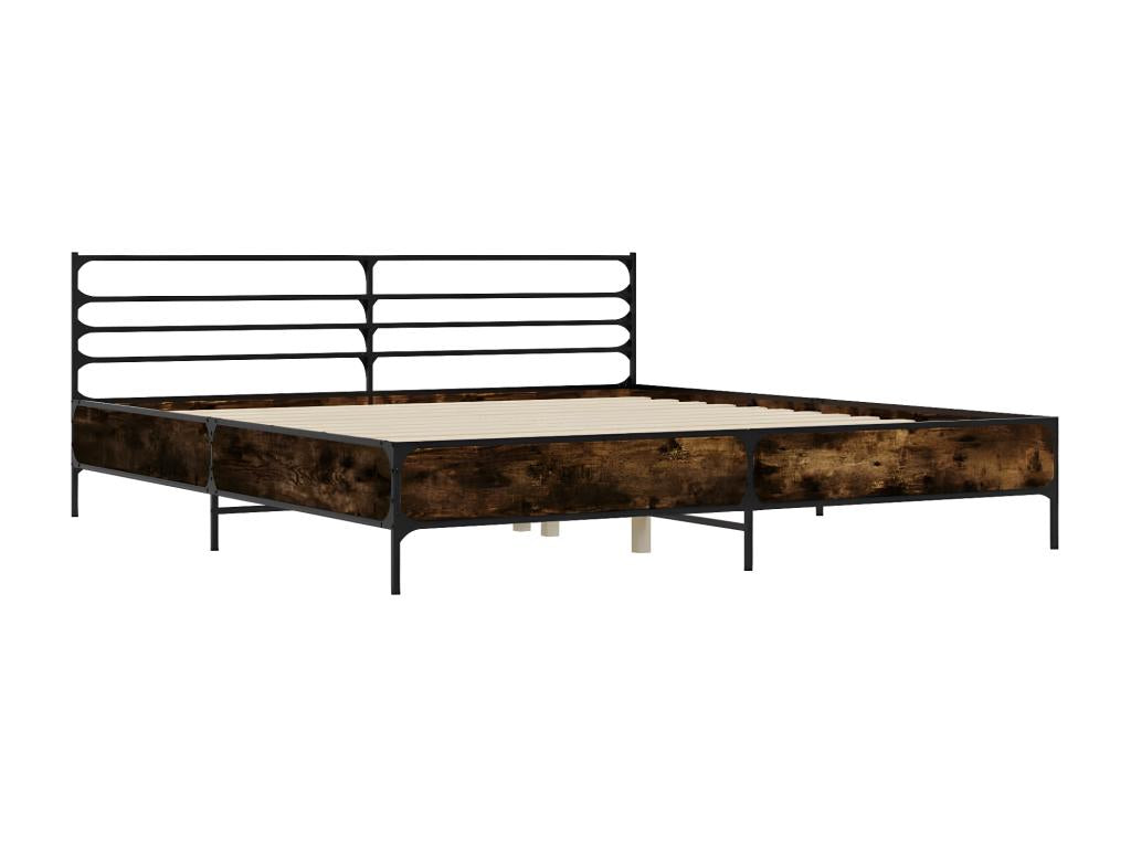 Cadre de lit sans matelas chêne fumé 200x200 cm ZHSN17260