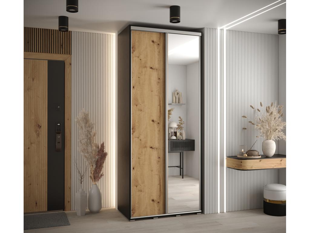 ARMOIRE Lumenao 3 À PORTES COULISSANTES 235.2/110/45 2 portes Noir/Lumenao/Argent  LOEV39302