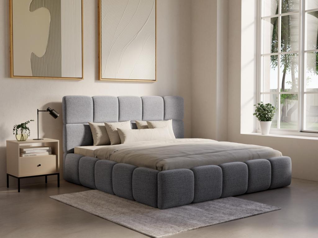 Storage bed 160x200 cm - Textured fabric - Grey - Boislis BTXW67855
