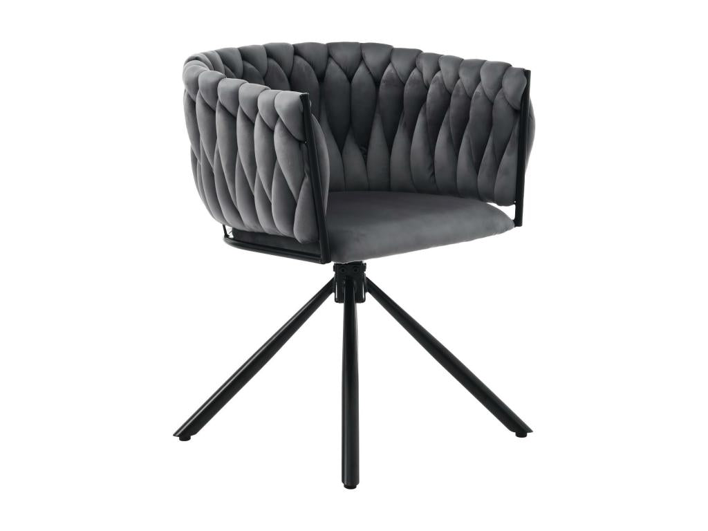 Set of 6 ergonomic 360° swivel chairs in velvet and metal, 46cm seat depth, Grey MTNQ72985