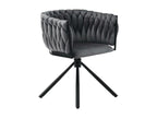 Set of 6 ergonomic 360° swivel chairs in velvet and metal, 46cm seat depth, Grey MTNQ72985