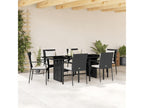 7-piece garden dining set with cushions, black woven resin, JEUP77311
