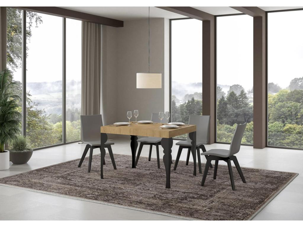 Table extensible 80x120/204 cm Paxon Chêne Nature cadre Anthracite BNDC87319