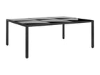 Ventoriq Premium - Table de jardin 200x150x75 cm Verre trempé/résine tressée Noir PBGA33105