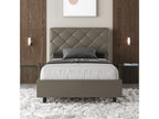 Upholstered storage bed 140x190 cm, cappuccino faux leather, Boislis YXVE96279