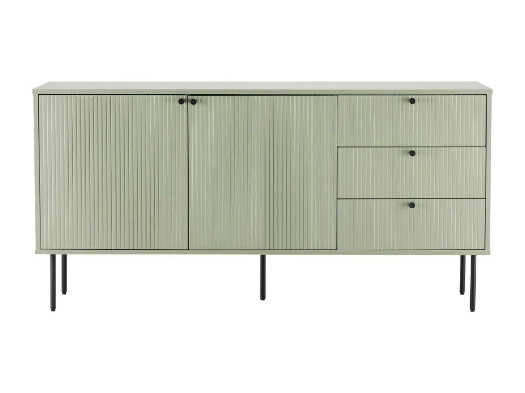 Buffet 2 portes et 3 tiroirs décor mélaminé 150 cm vert sauge HMMC55965