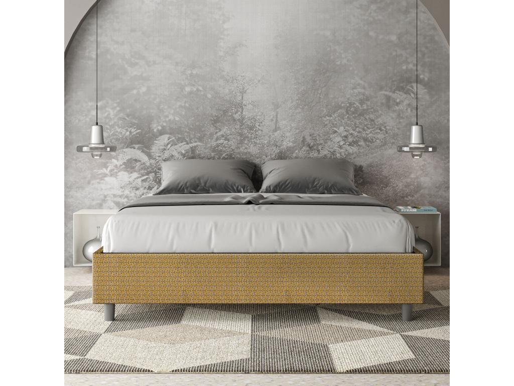 Lit coffre rembourré 160x200 tissu Labirinto 06 jaune Ventoriq GUAI01442