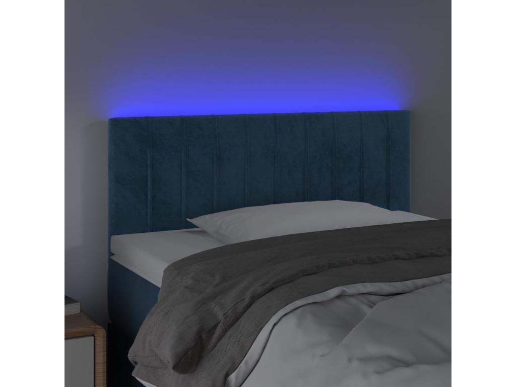 Tête de lit à LED Bleu foncé 100x5x78/88 cm Velours JBJY23168
