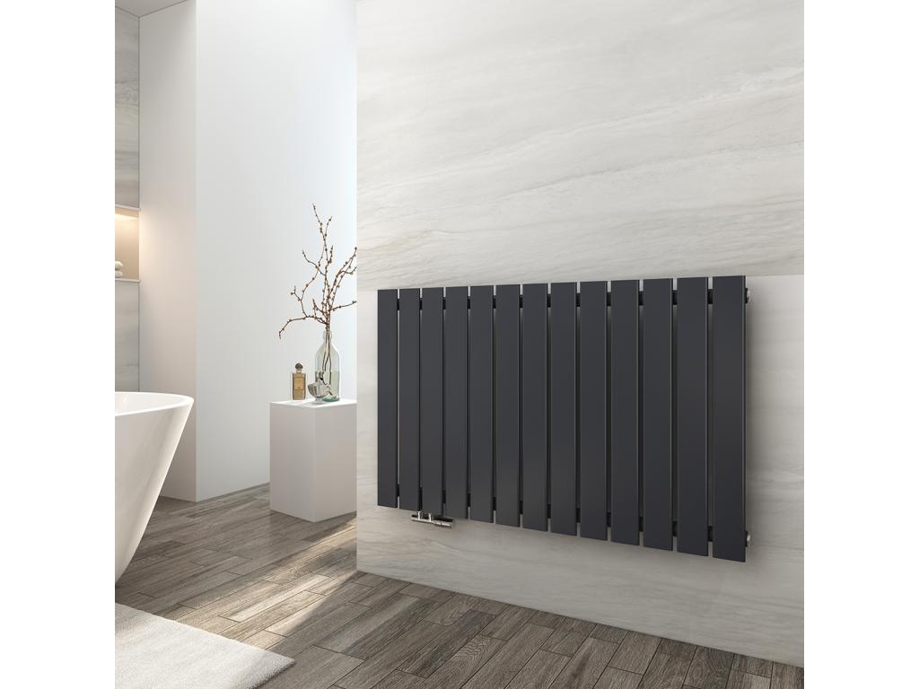 Lumenao Hot Water Radiator, Flat Single Layer Radiator with Central Connection, Vertical Wall Mounting, Anthracite Design, 63x100cm, BVSD49073