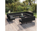 Salon de jardin 14 pièces avec coussins Résine tressée Noir EKFW91040