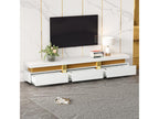 Meuble TV avec 3 tiroirs - 200x40x42 cm - Panneau de particules - Aspect marbre - Blanc DBGQ41545