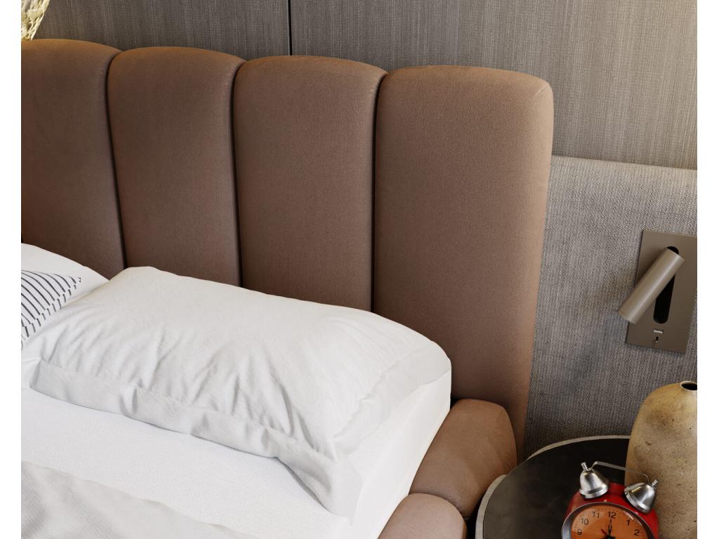 Lit rembourré avec rangement - 200x200 - lit double - velours - marron - Cloud UDLN63824