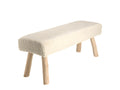 Ventoriq - Banc 120x40cm en laine texturée ivoire pieds en bois naturel LIMD21350