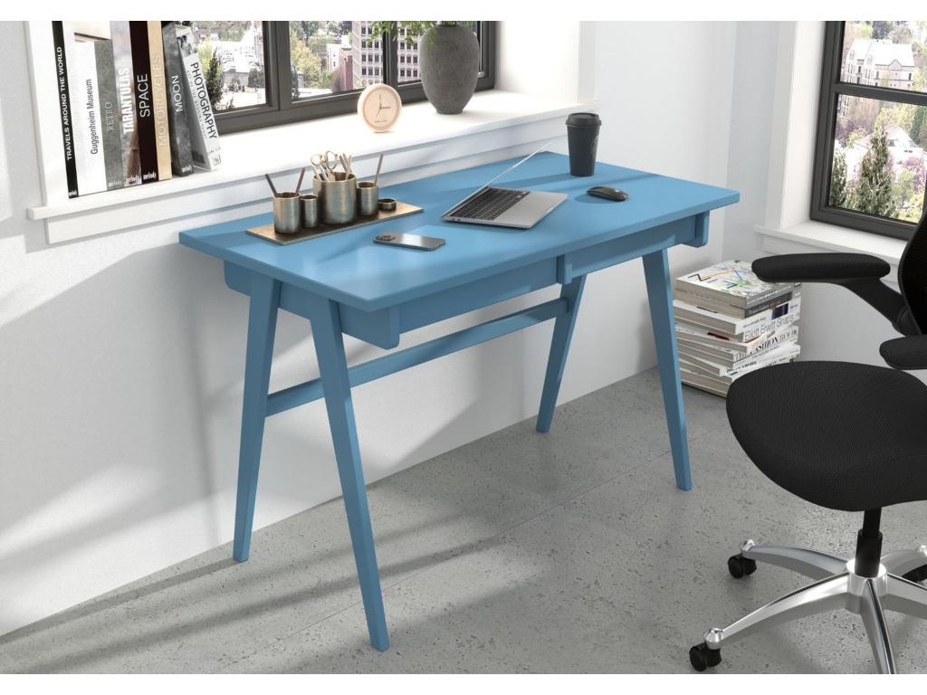 Bureau / coiffeuse en hêtre avec tiroirs Ventoriq / couleur bleu pastel / 120x65 cm YUUS37688