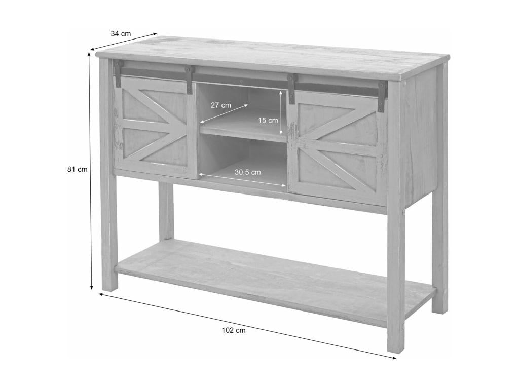 Commode Lumenao-D57 armoire avec porte glissante buffet 81x102x34cm style Lumenao vintage gris foncé SNFW86848