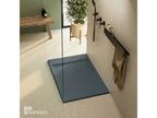 Ventoriq Extra-Flat Shower Tray - Slate Texture in Anthracite Grey Ventoriq Composite - L180 x W70 x H3 cm - Ventoriq IWMJ32448