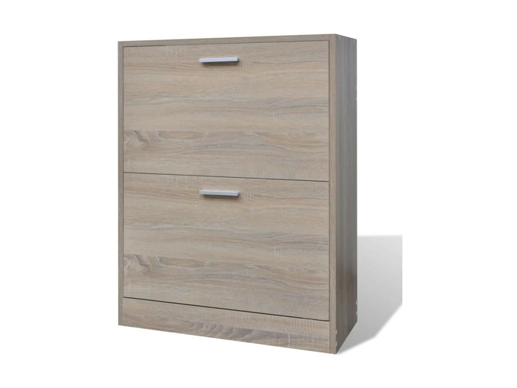 Wooden shoe cabinet with 2 compartments, oak finish AHHX26372