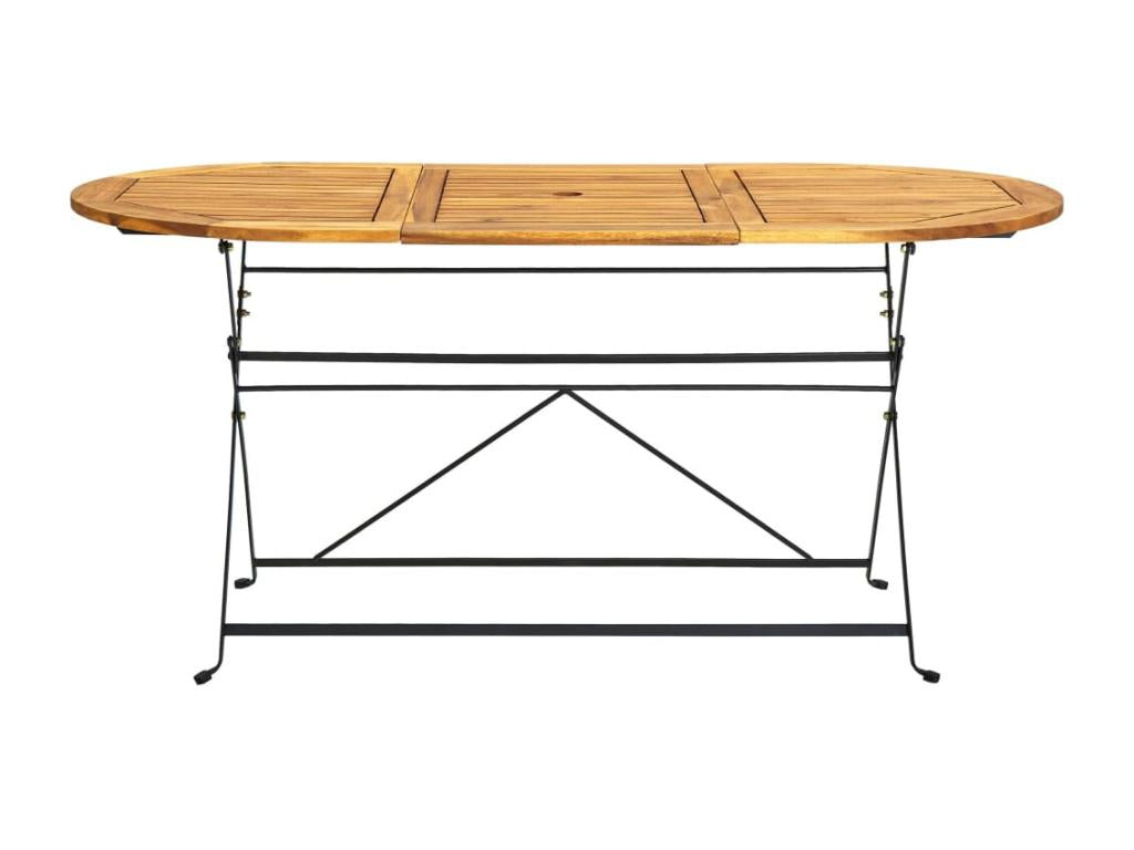 9-Piece Folding Outdoor Dining Set, Solid Lumenao Wood QLUG66158