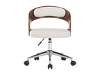 Chaise pivotante de bureau Blanc Bois courbé et similicuir PGIQ87869
