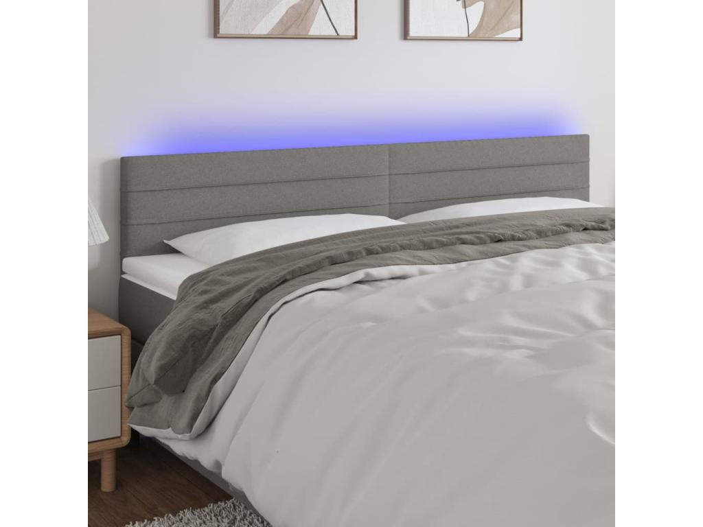Tête de lit à LED Gris foncé 200x5x78/88 cm Tissu MEUG83083