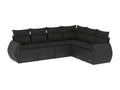 Salon de jardin 6 pcs avec coussins noir résine tressée XGEK44834