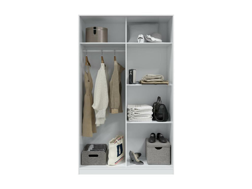 Armoire placard avec 2 portes coloris blanc artic ciment - longueur 120 x hauteur 200 x profondeur 50 cm INQR96826