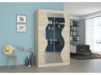 Petite armoire de chambre 2 portes coulissantes bois clair et miroir Vaguz 120cm IQYB79965