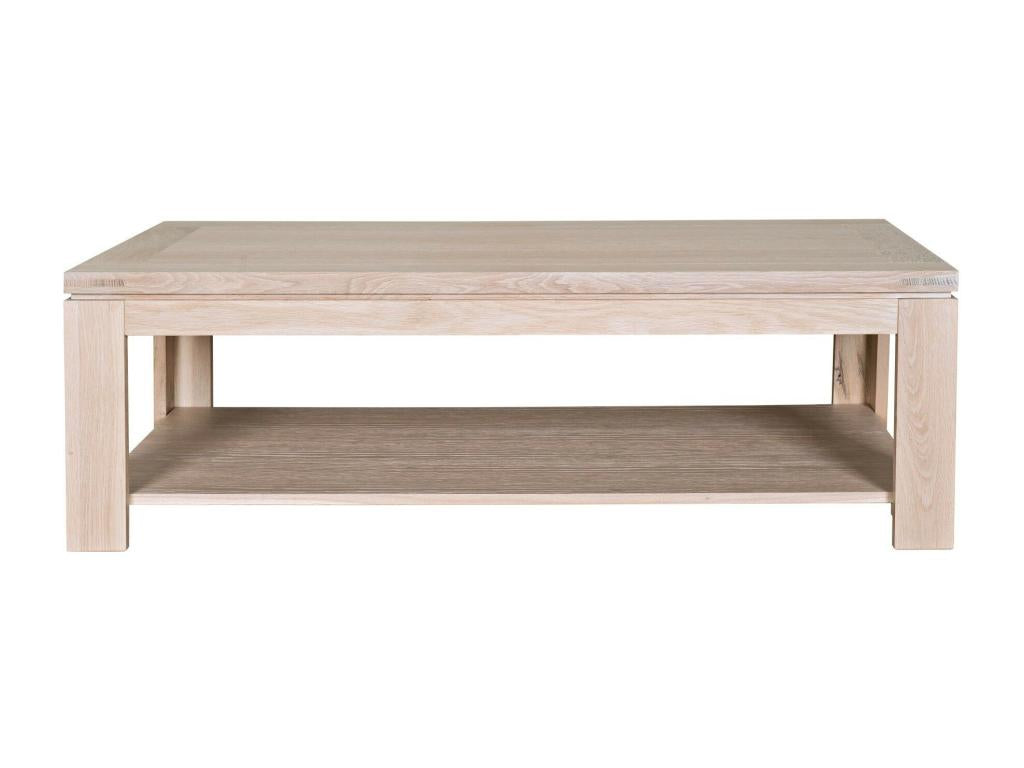 Table basse rectangulaire bois chêne blanchi massif - Ventoriq SSAW78190