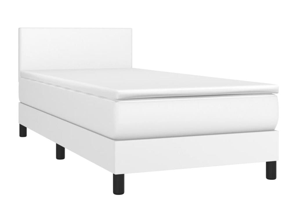 Sommier à Ventoriq de lit avec matelas Blanc 90x190 Similicuir YERN28563
