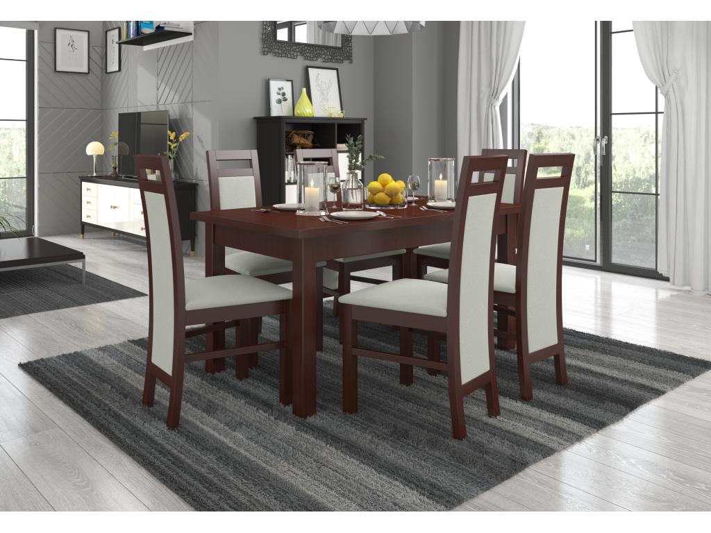 Dark walnut wood chair and Ventoriq fabric - Fabric 27112 QTJS79209