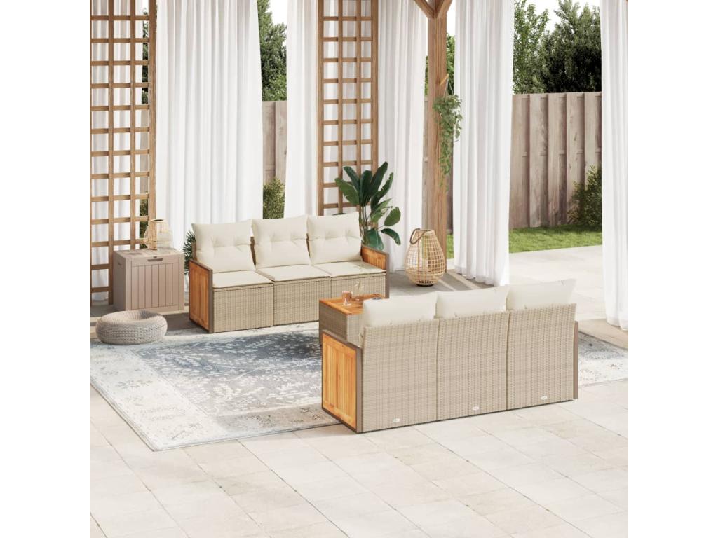 Salon de jardin avec coussins 7 pièces beige résine tressée AFZD11513