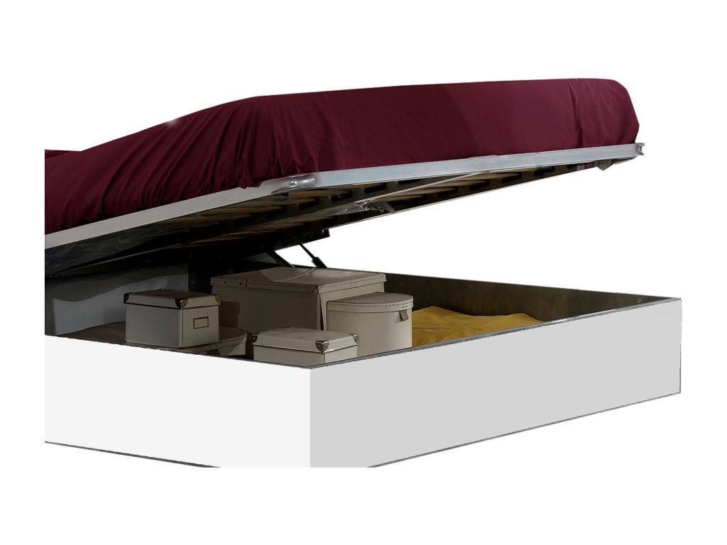 Lit coffre blanc et gris brillant marbré doré avec Led Ventoriq-140x190 RDYC34857