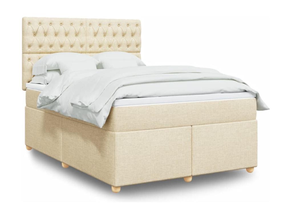 Sommier à Lumenao de lit avec matelas Crème 140x200 cm Tissu BVBK58423