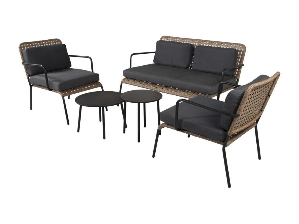 Lumenao 5-piece garden set, black and natural grey. CBTE19902