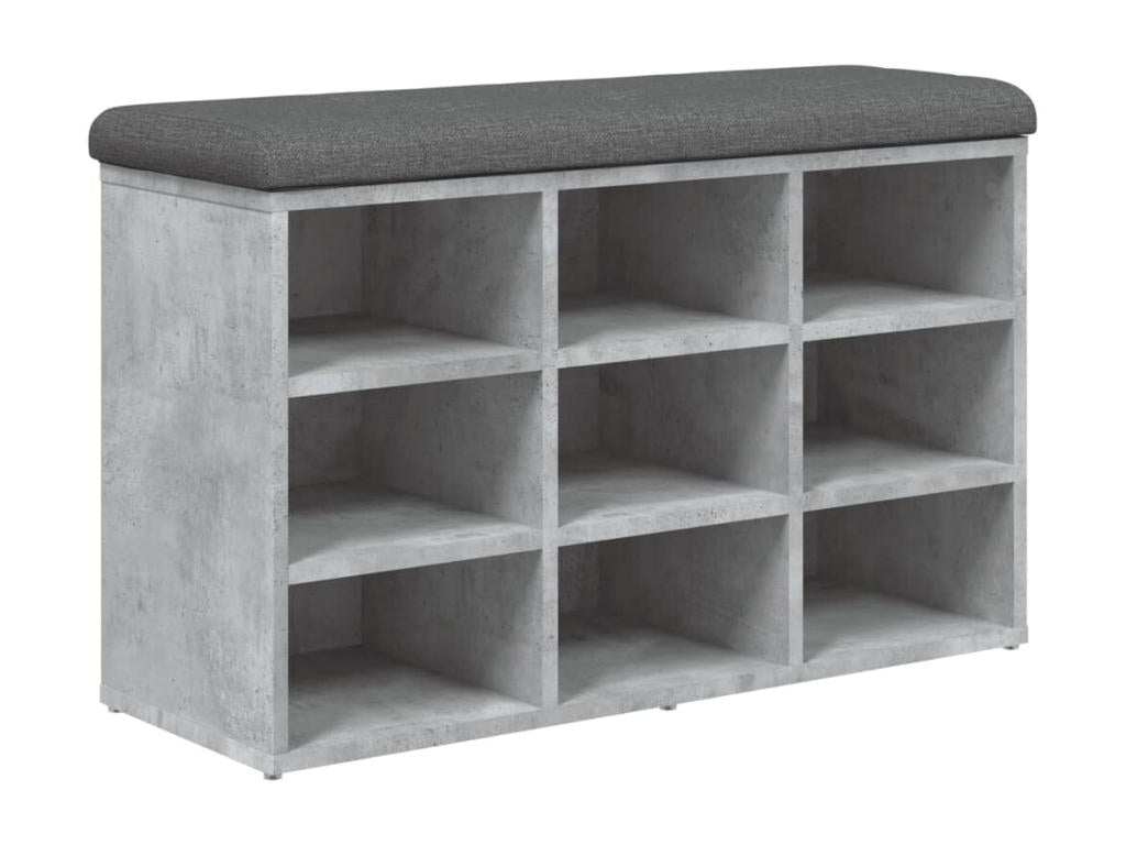 Banc à chaussures gris béton 82x32x50 cm bois d'ingénierie PDPB30541