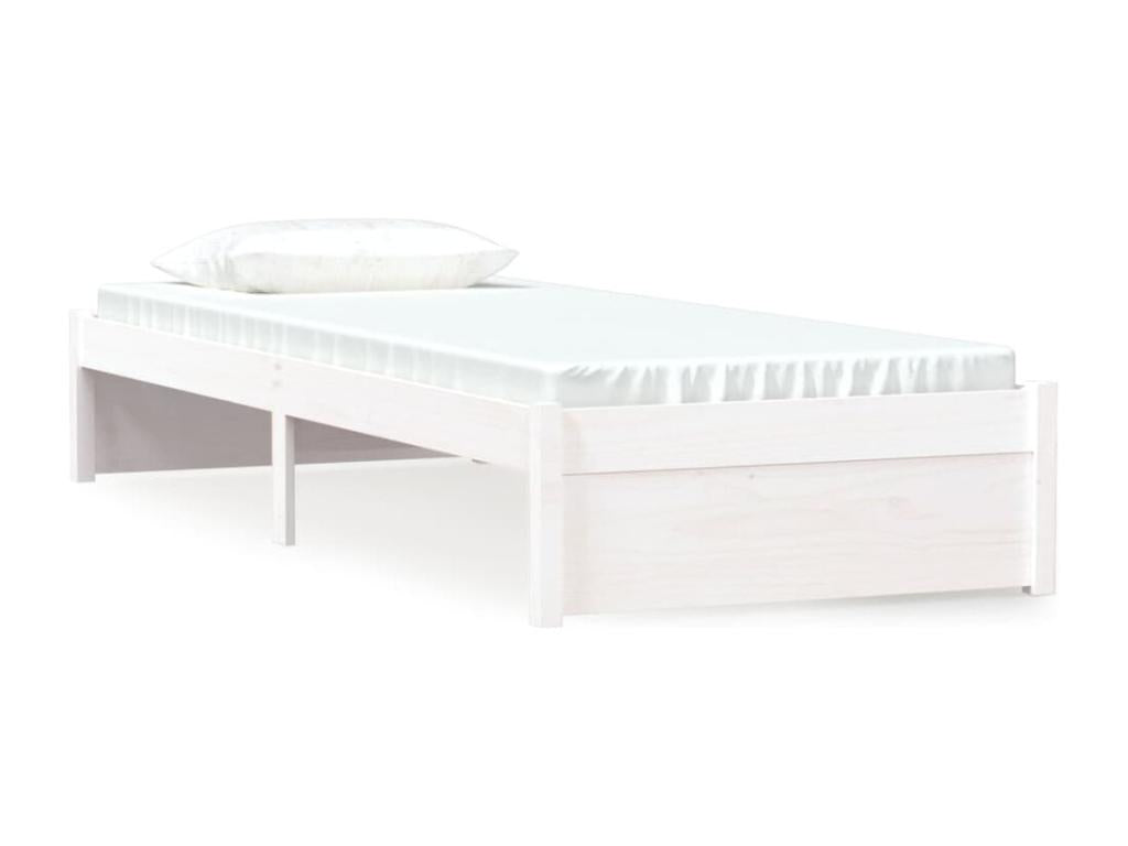Cadre de lit Blanc Bois massif 75x190 cm Petit simple XMAA10759