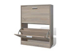 Wooden shoe cabinet with 2 compartments, oak finish AHHX26372