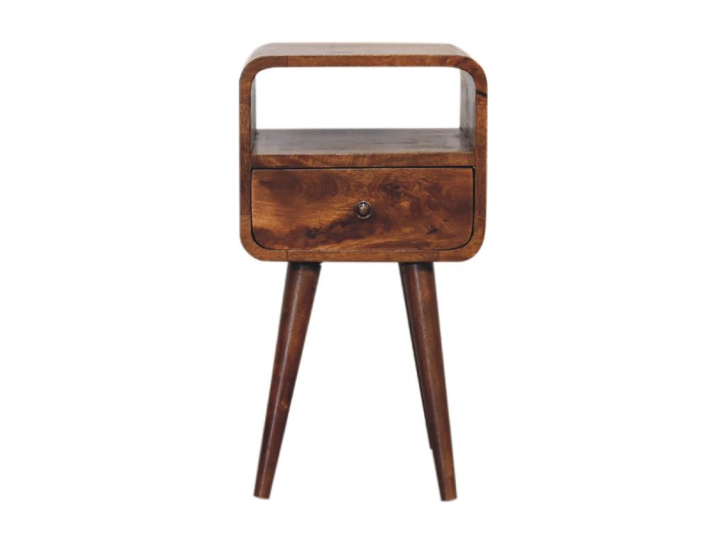 Table de chevet ouverte Mini en châtaignier courbé. DBFT09464