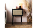 Cane Bedside Table with 1 Door, Black XTWL68540